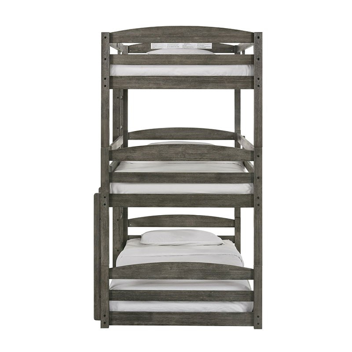 Trey Twin Over Twin Over Twin Bunk Bed in Wire Brushed Grey - Jack’s Furniture and More (Laredo, TX)