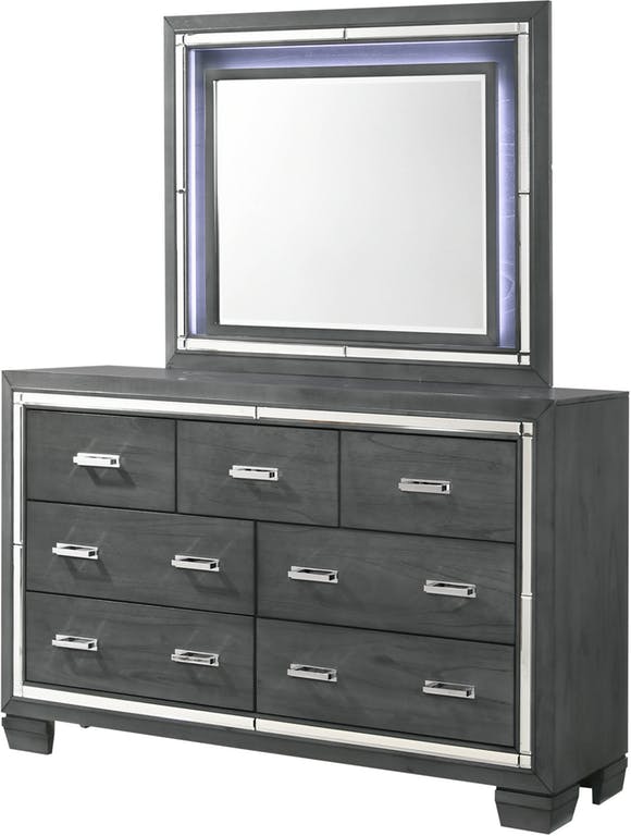 Titanium Mirror with LED Light in Gray - Jack’s Furniture and More (Laredo, TX)