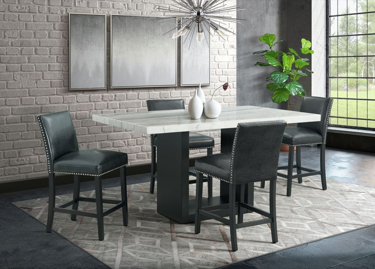 Valentino Counter Height Dining Table in Black/White CVL500CTC - Jack’s Furniture and More (Laredo, TX)